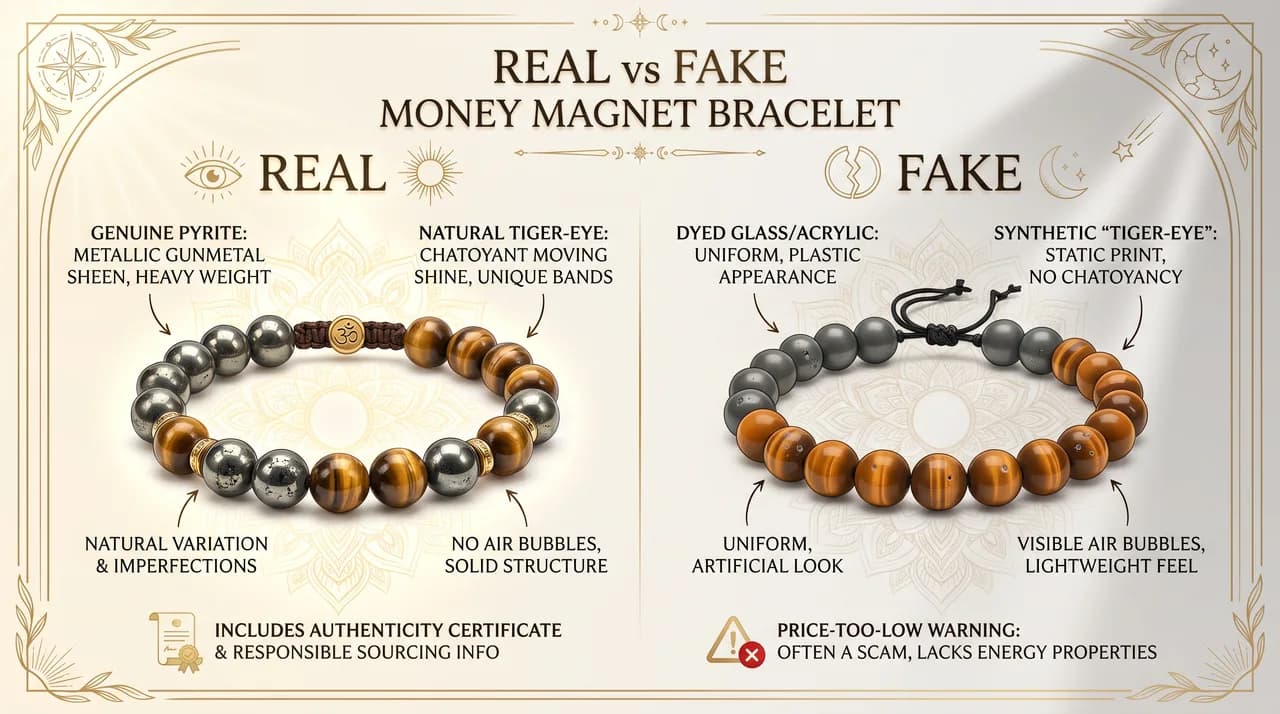 Real vs Fake Money Magnet Bracelet: How to Spot Genuine Pyrite, Citrine and a Real Lab Certificate