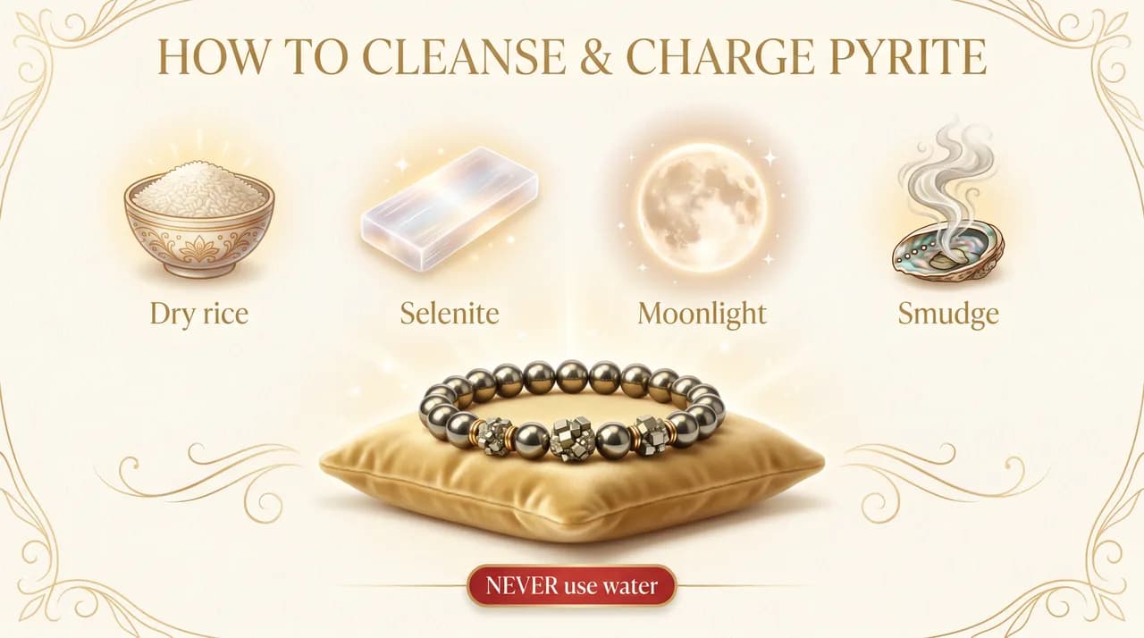 How to Charge a Pyrite Bracelet at Home (Cleanse + Recharge Ritual) — DivineTatva certified pyrite bracelet
