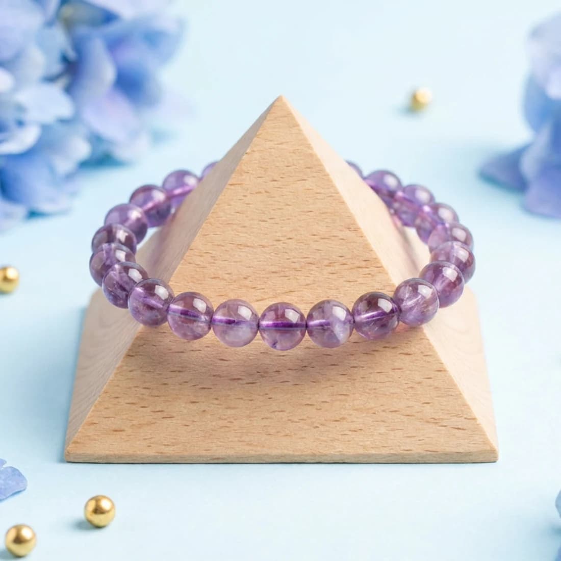 Lab-Certified Natural Amethyst Bracelet (Focus, Calm & Intuition) — 8mm Purple Quartz, Free-Size Stretch | Jaipur Certified