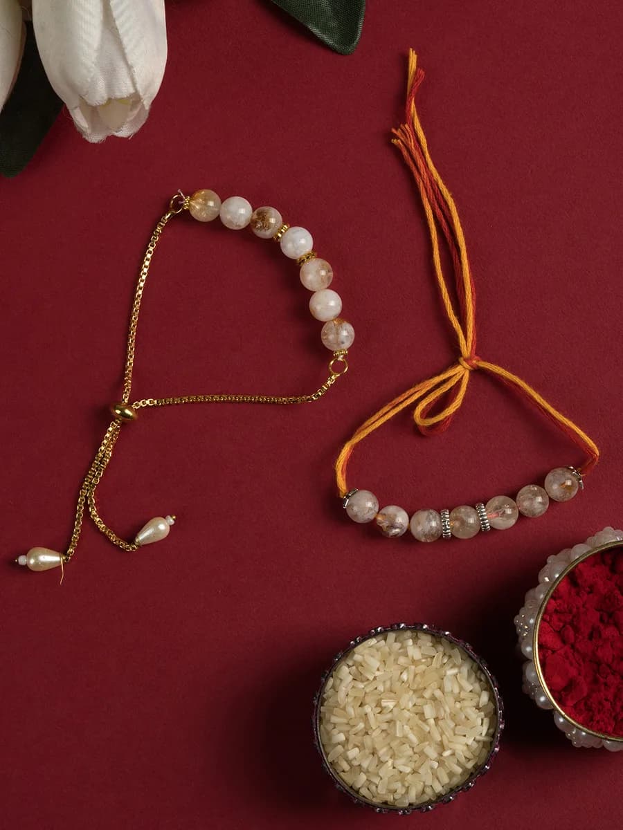 Citrine beads rakhi — natural stone, DivineTatva Jaipur