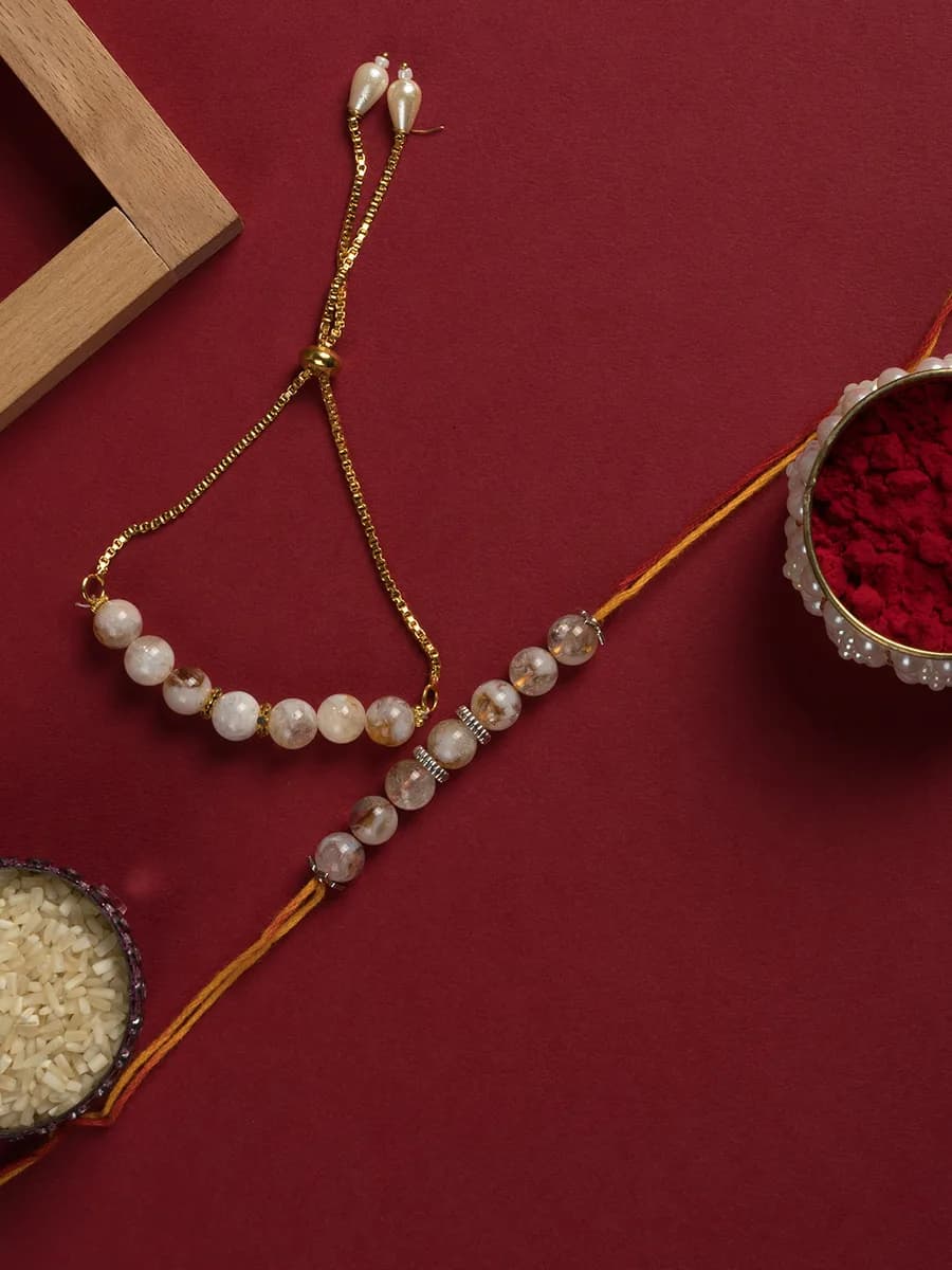 Citrine beads rakhi — natural stone, DivineTatva Jaipur