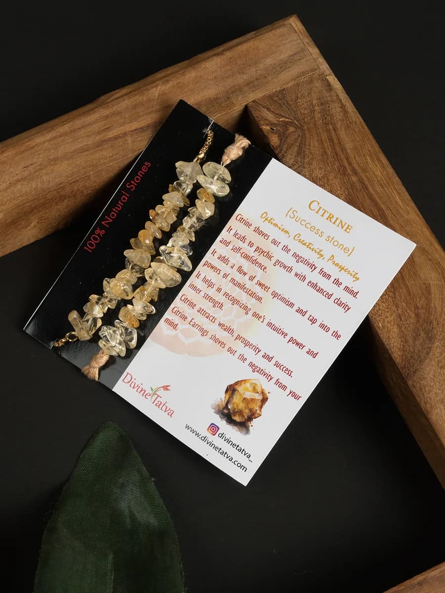 Citrine chip rakhi — natural stone, DivineTatva Jaipur
