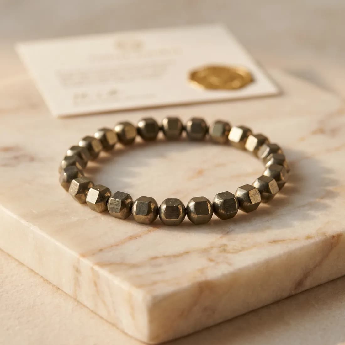 Original Certified Pyrite Bracelet for Money & Wealth (8mm, Lab-Tested)