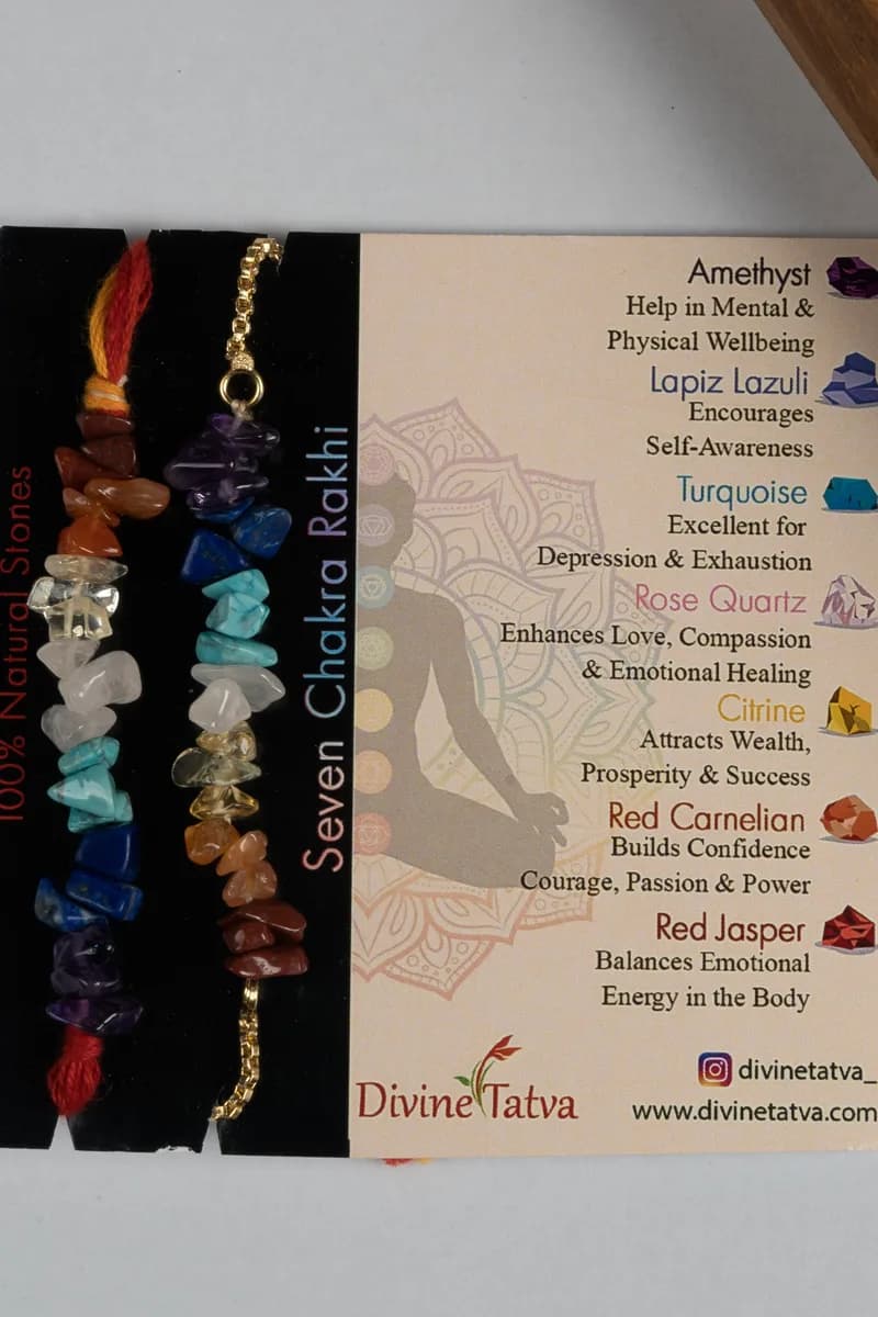 Seven Chakra chip rakhi — natural stone, DivineTatva Jaipur
