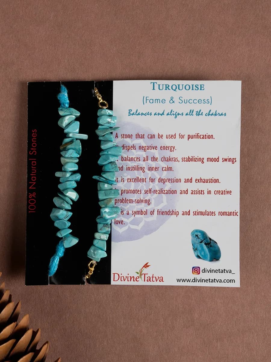 Turquoise chip rakhi — natural stone, DivineTatva Jaipur