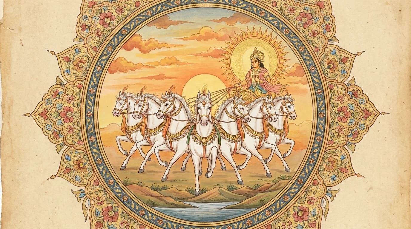 7 horses Vastu painting with pyrite frame showing horses galloping inward