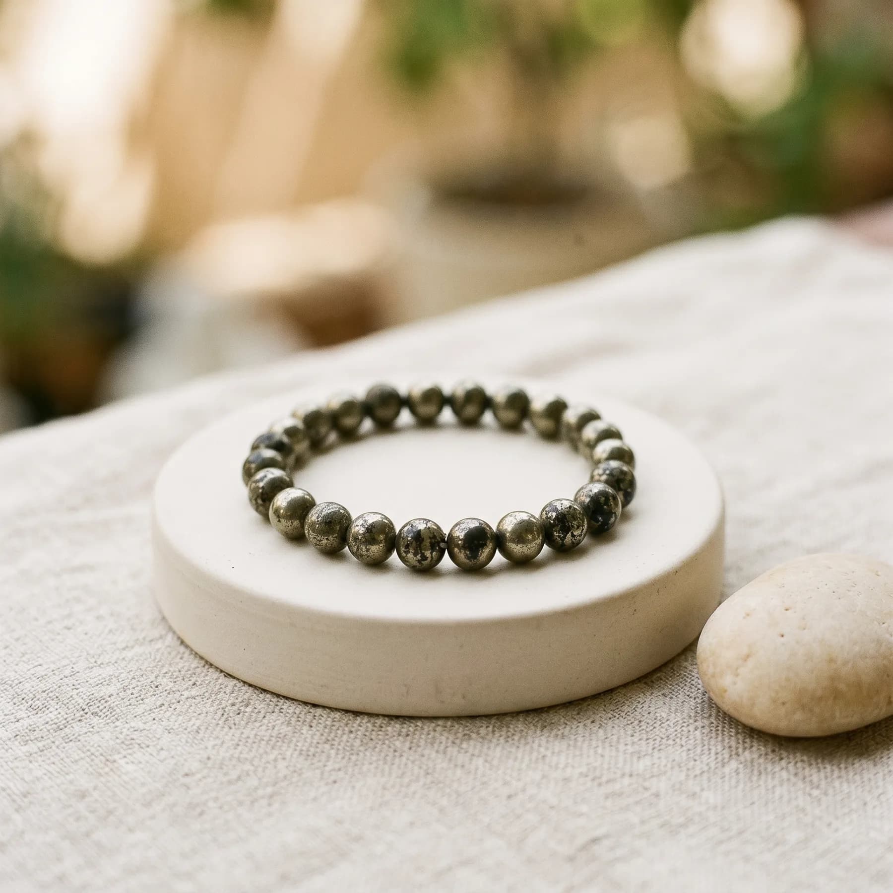 Pyrite Bracelet — 8mm AAA Lab Certified, Silver Capped