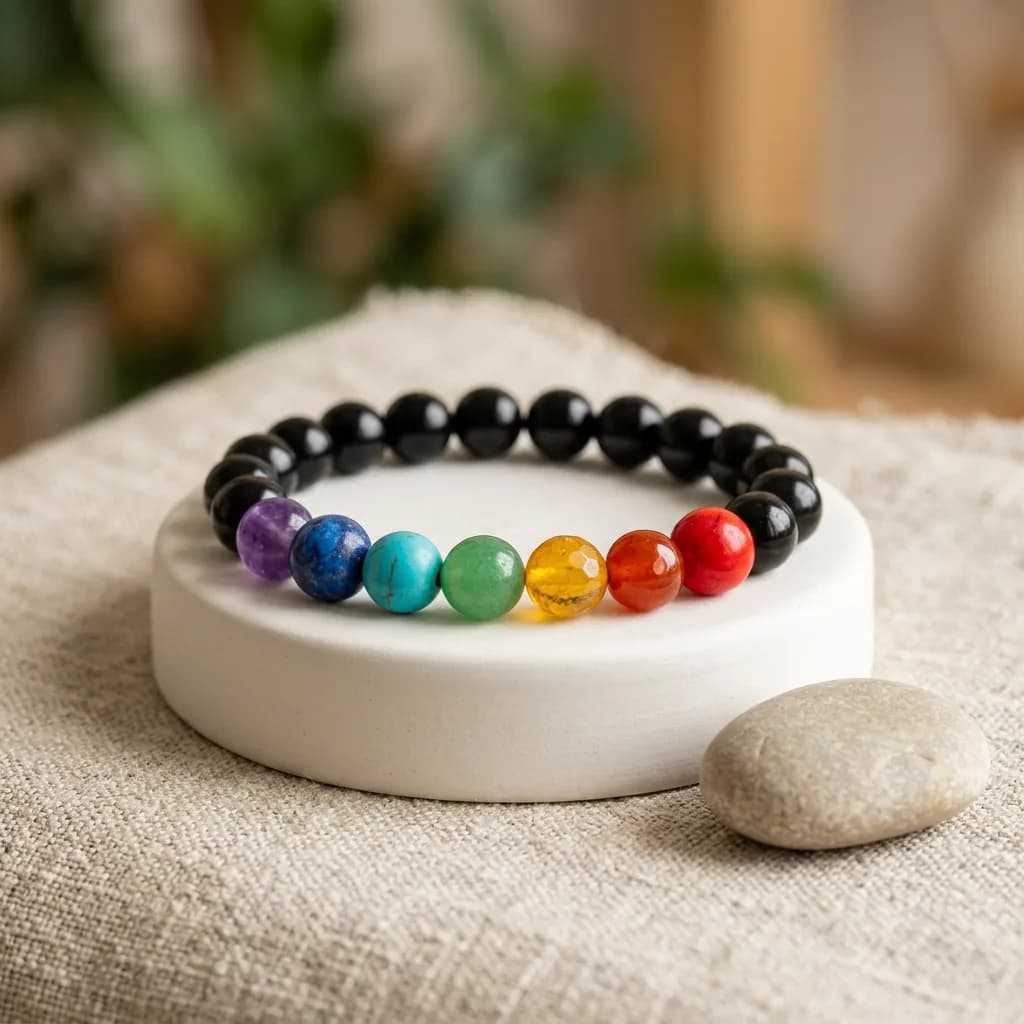 7 Chakra Bracelet — Seven Genuine Stones, 8mm