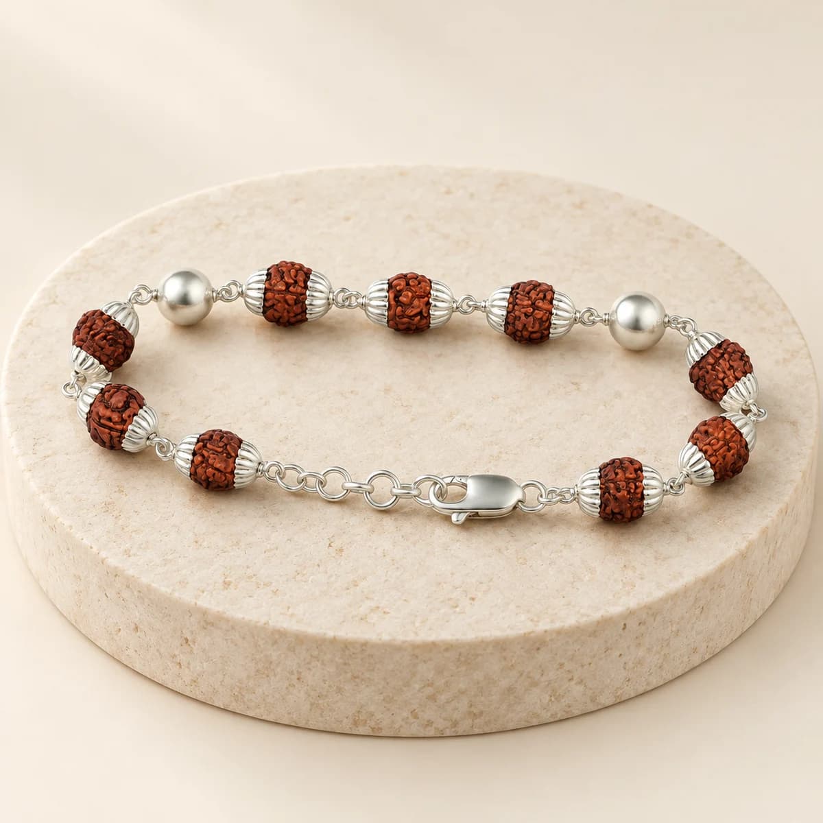5 Mukhi Rudraksha Bracelet for Kids — with 2 Silver Moti, Lab-Certified