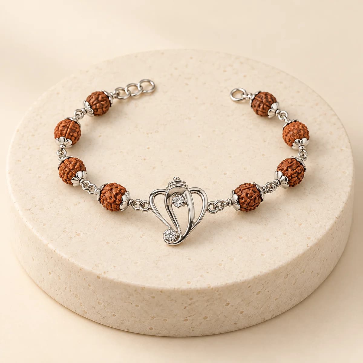 5 Mukhi Rudraksha Ganesh Bracelet for Kids — 925 Silver Design, Lab-Certified