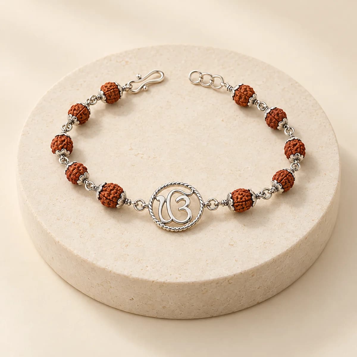5 Mukhi Rudraksha Onkar Bracelet for Kids — 925 Silver Design, Lab-Certified