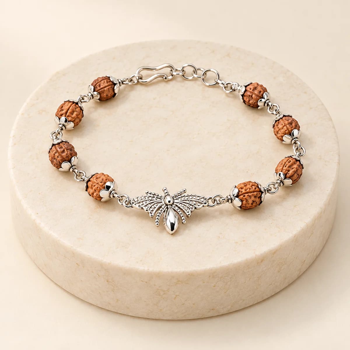 5 Mukhi Rudraksha Studded Butterfly Bracelet for Kids — 925 Silver, Lab-Certified