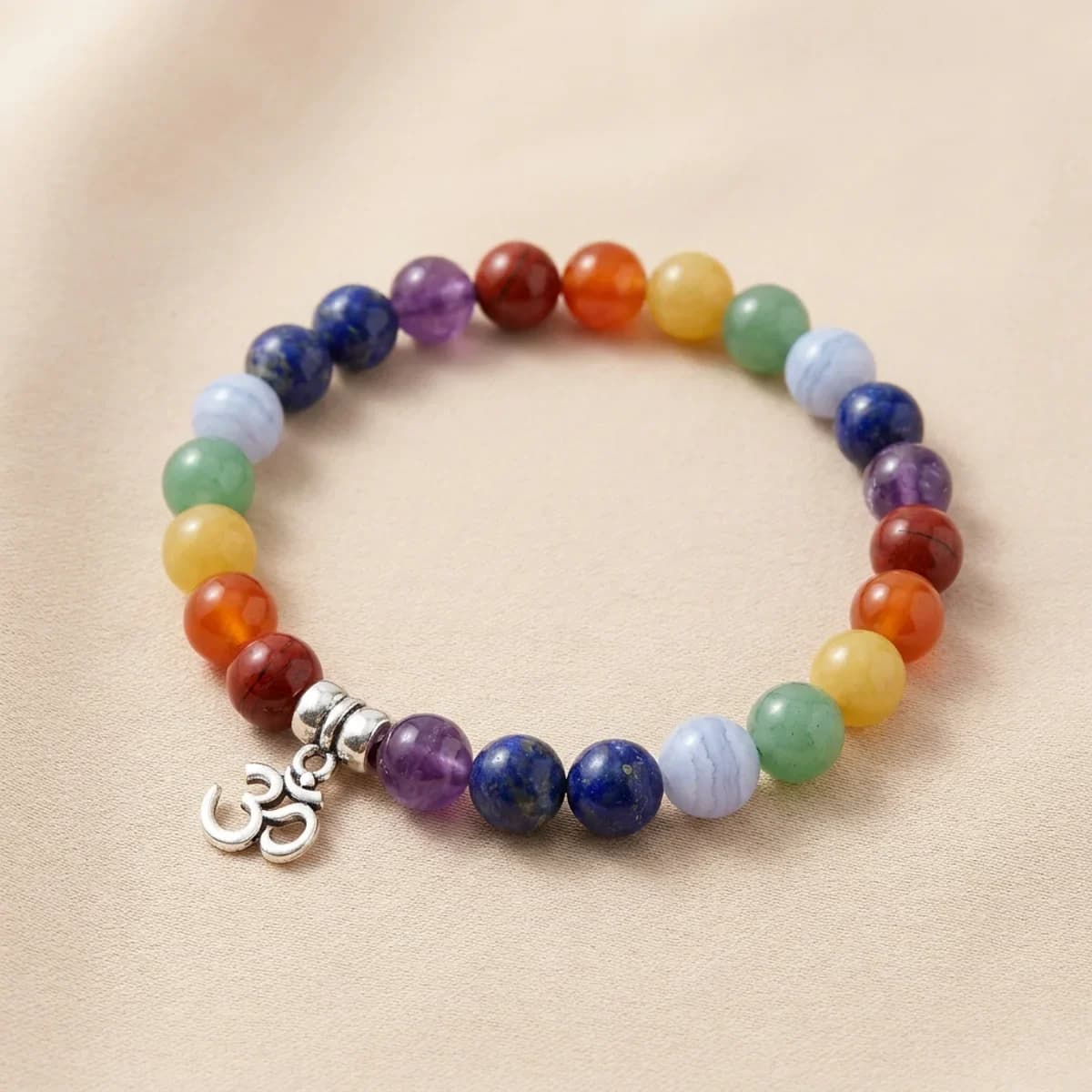 7 Chakra Bracelet — Seven Genuine Stones, 8mm