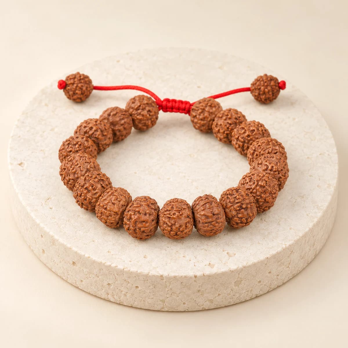 7 Mukhi Rudraksha Bracelet — Adjustable Red Thread, Lab-Certified
