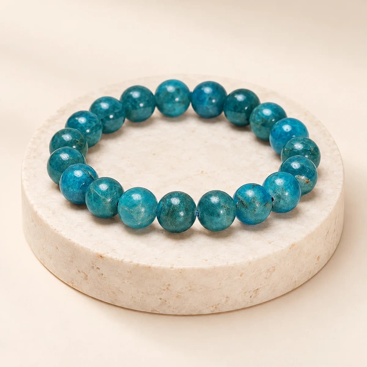 Apatite Bracelet — 10 mm Beads for Focus and Creativity, Lab-Certified