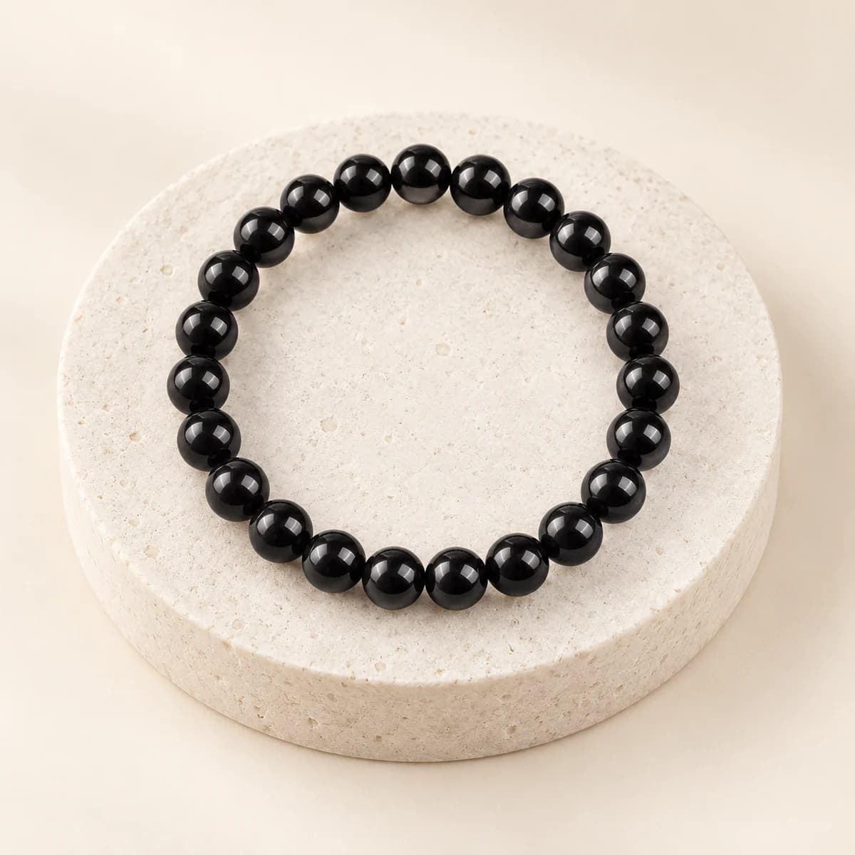 Black Agate Bracelet — 8 mm Beads for Protection and Grounding, Lab-Certified