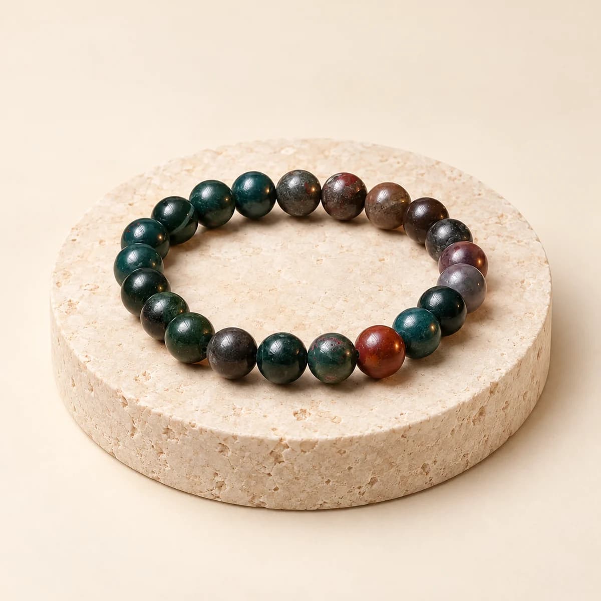 Bloodstone Bracelet — 8 mm Beads for Courage and Strength, Lab-Certified