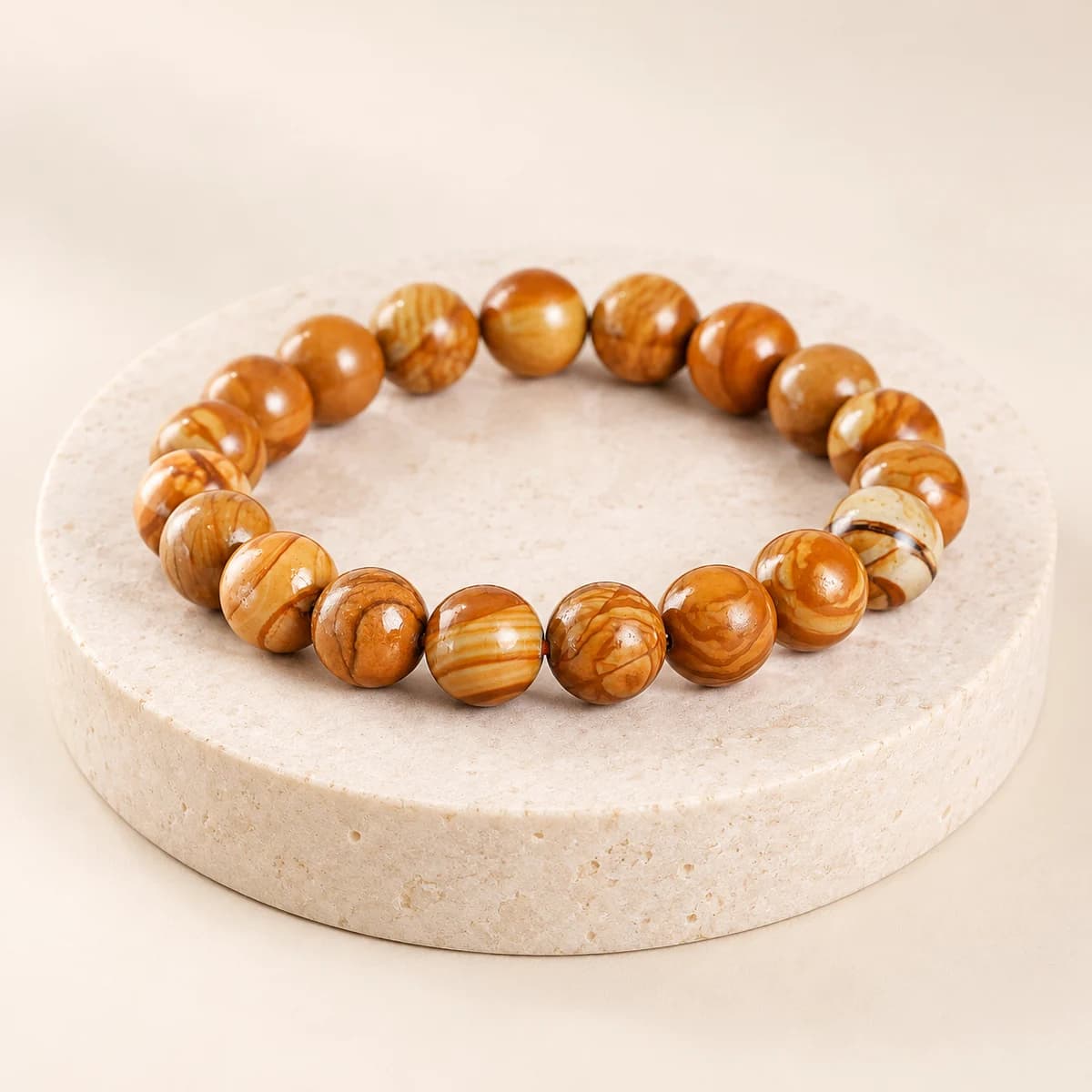Camel Jasper Bracelet — 8 mm Beads for Grounding & Calm, Lab-Certified