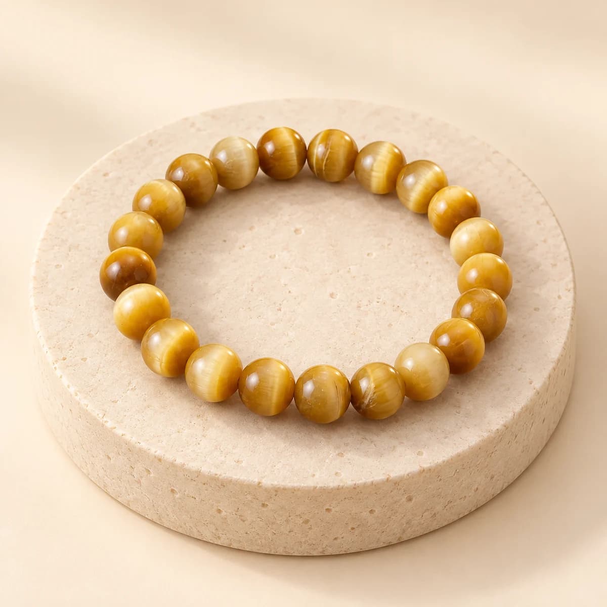 Cat's Eye Bracelet — 8 mm Chatoyant Beads for Protection and Focus, Lab-Certified