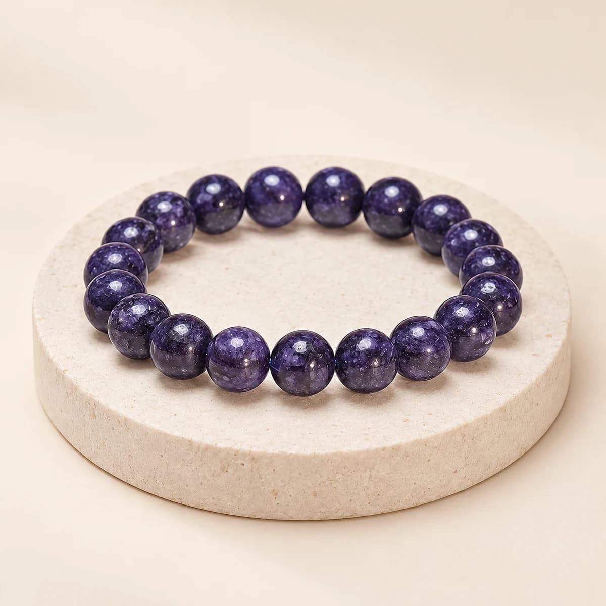 Charoite Bracelet — 10 mm Beads for Focus & Intuition, Lab-Certified