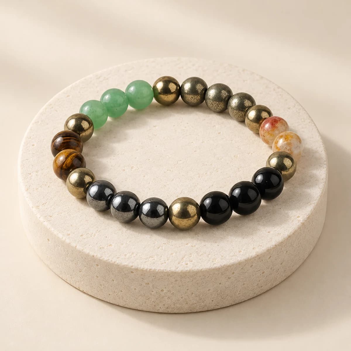 Dhan Laxmi Bracelet — Pyrite, Citrine & Aventurine for Wealth & Stability, Lab-Certified