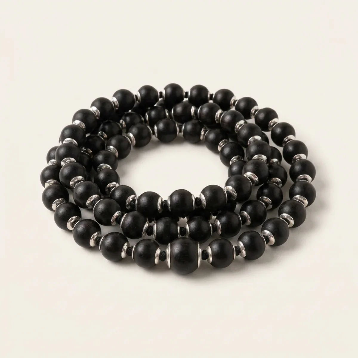 Karungali Mala — 10mm 108-Bead Silver Capped Premium