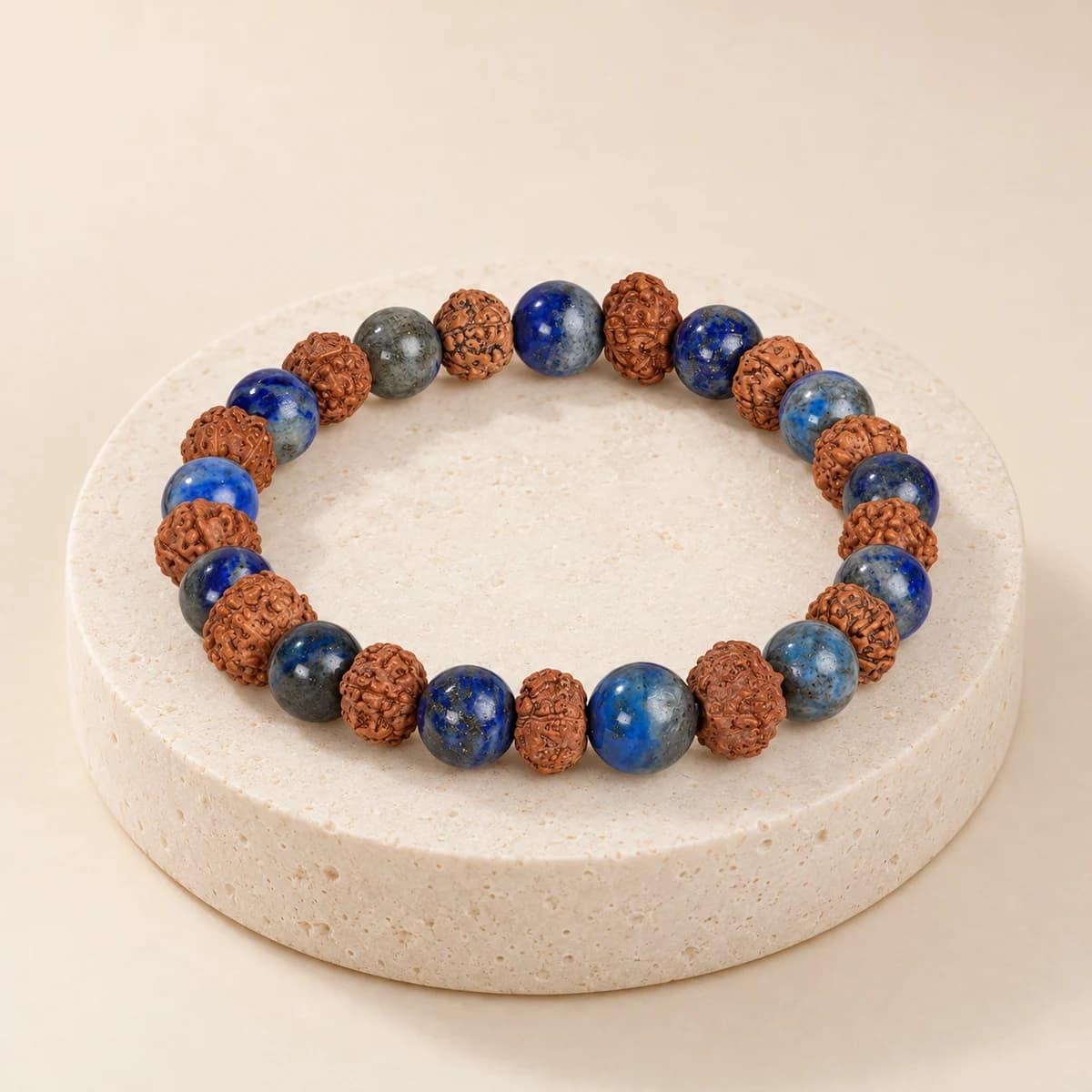 Libra (Tula Rashi) Bracelet — Lapis Lazuli & 6 Mukhi Rudraksha, Lab-Certified