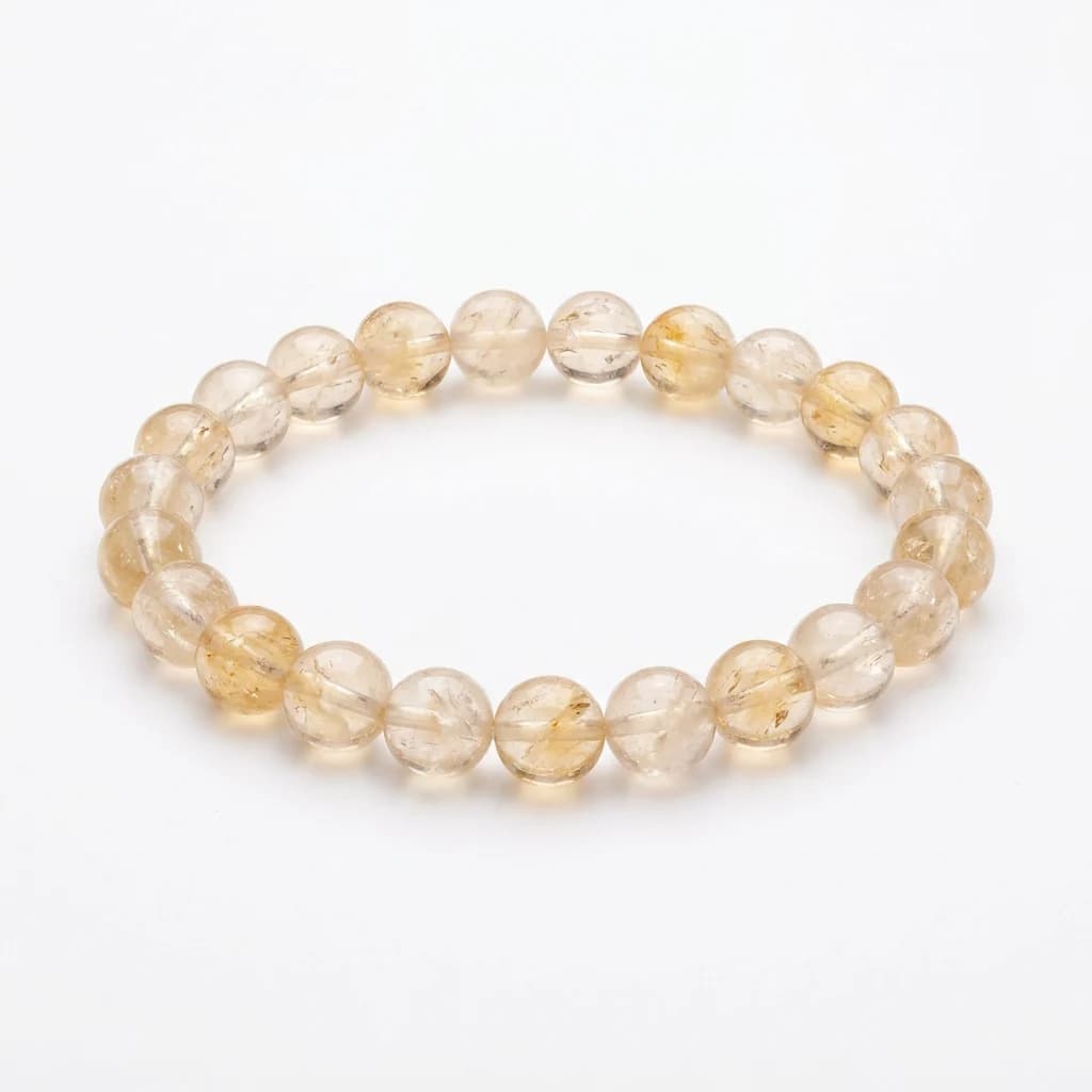 Natural Citrine Bracelet — Pale Honey 10mm Beads with Natural Inclusions