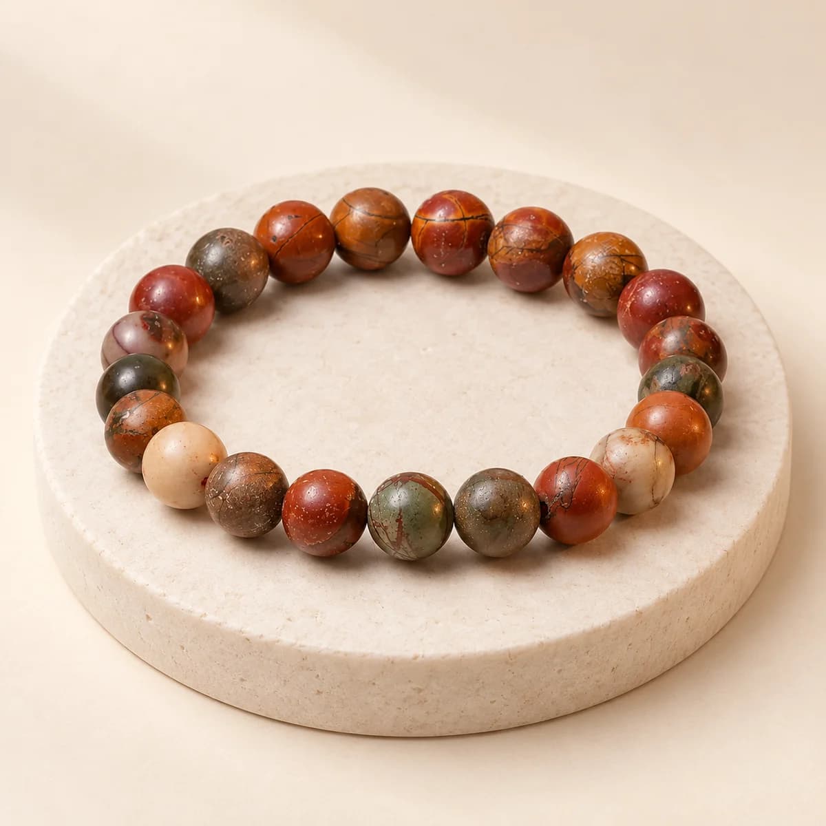 Picasso Jasper Bracelet — 8 mm Patterned Beads for Creativity, Lab-Certified
