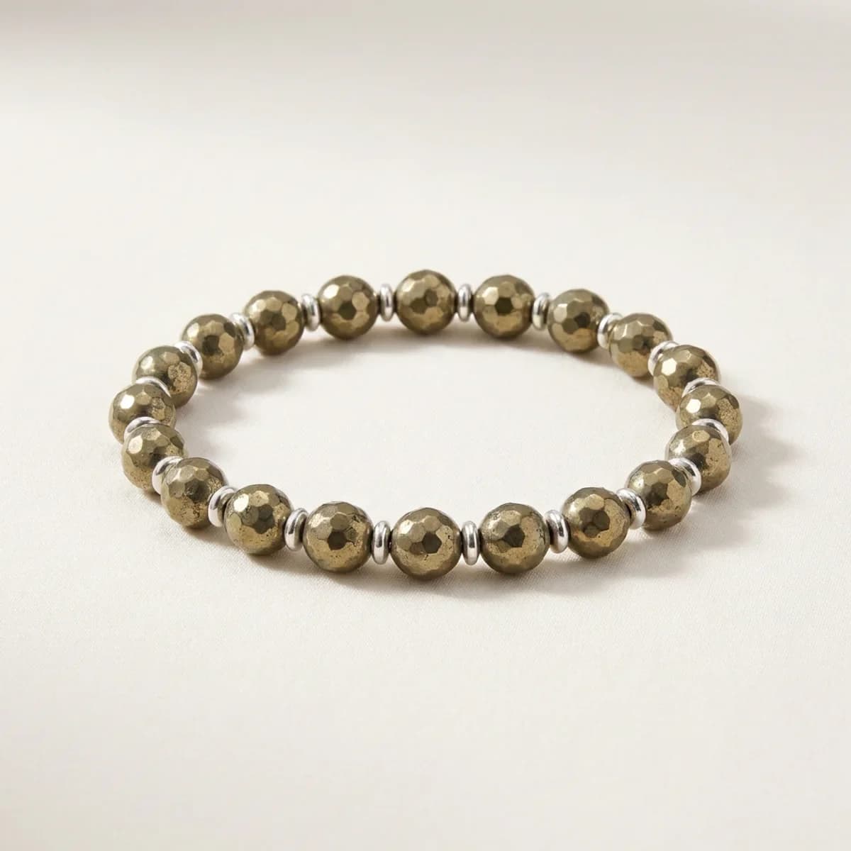 Pyrite Bracelet — 8mm AAA Lab Certified, Silver Capped