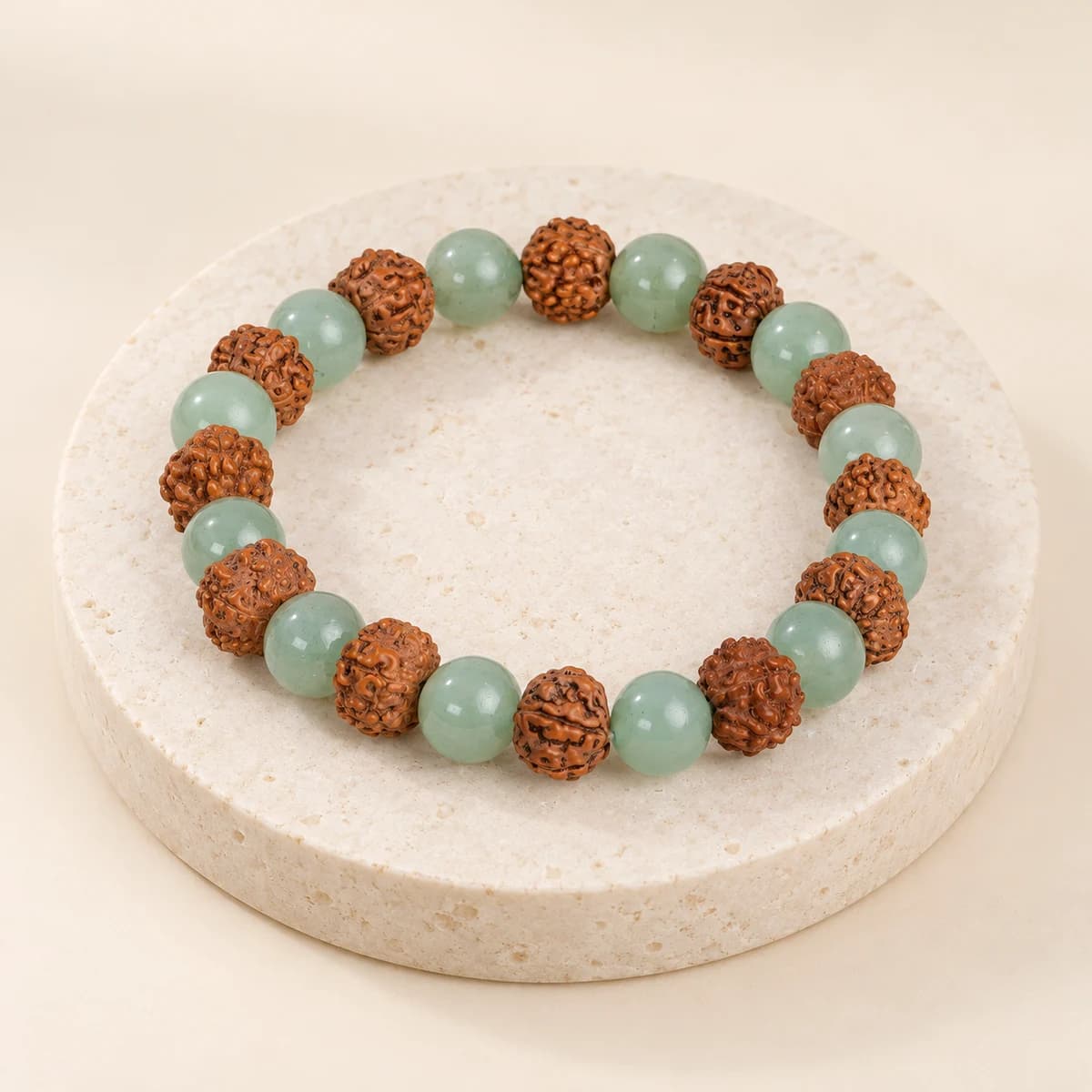 Taurus (Vrishabh Rashi) Bracelet — Green Aventurine & 6 Mukhi Rudraksha, Lab-Certified