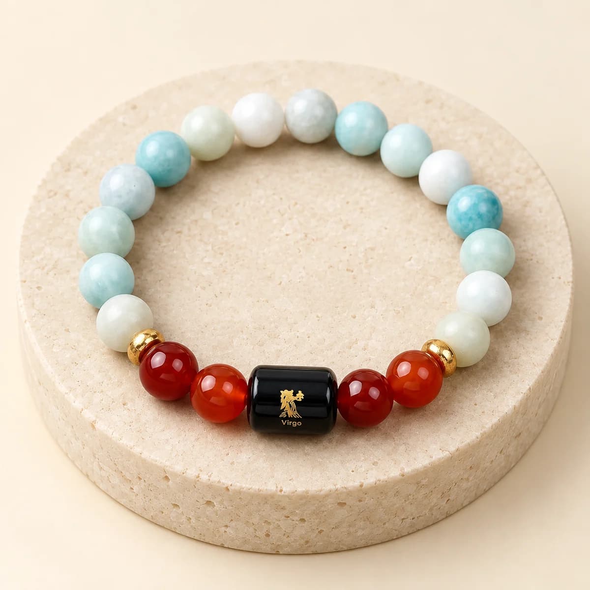 Virgo (Kanya Rashi) Bracelet — Carnelian & Amazonite, Lab-Certified