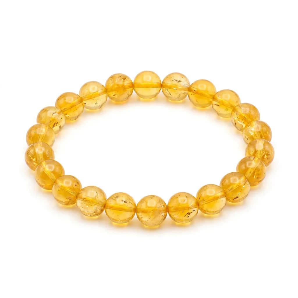 Yellow Citrine Bracelet (Heat-Treated & Dyed) — Bright Golden 10mm Beads